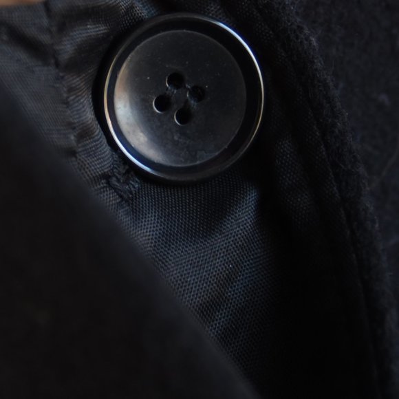 Vintage 80's Albert Nipon Black Coat, Faux Fur Trim, Wool Med Petite - Picture 4 of 6